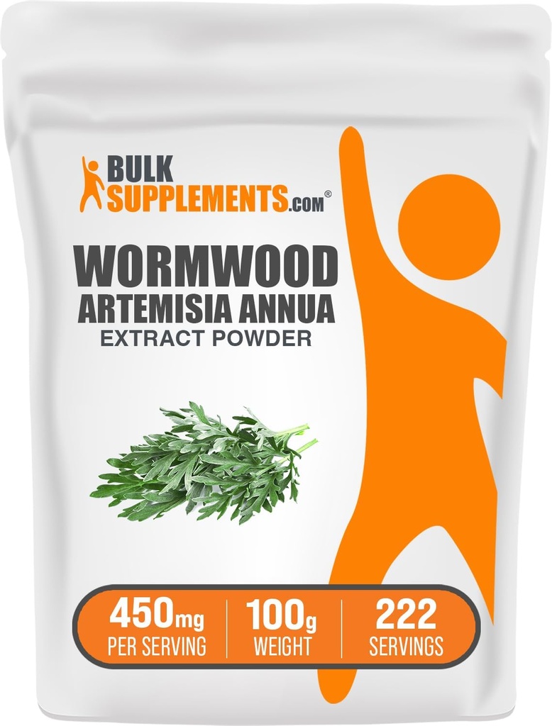 BulkSupplements.com Poudre d'extrait de wormwood - Artemisia Annua provenant de feuilles de wormwood sucré, supplément à base de plantes - sans gluten, 450mg par portion, 100g (3,5 oz) (paquet de 1)
