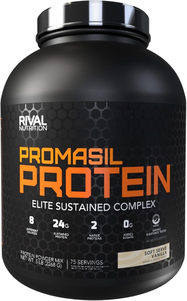 Rival Nutrition Protéine de Promasil - Servir à la vanille, 5lbs.