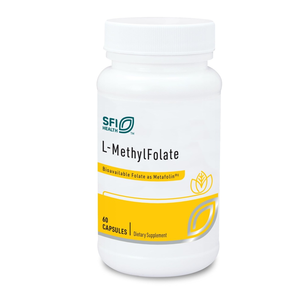 Klaire Labs SFI Health L-Methylfolate - 1000 mcg Folate Hochverfügbar, Allergisch 1000 Mikrogramme (1 Milligram) Metafolin L-5-MTHF (60 Kapseln)