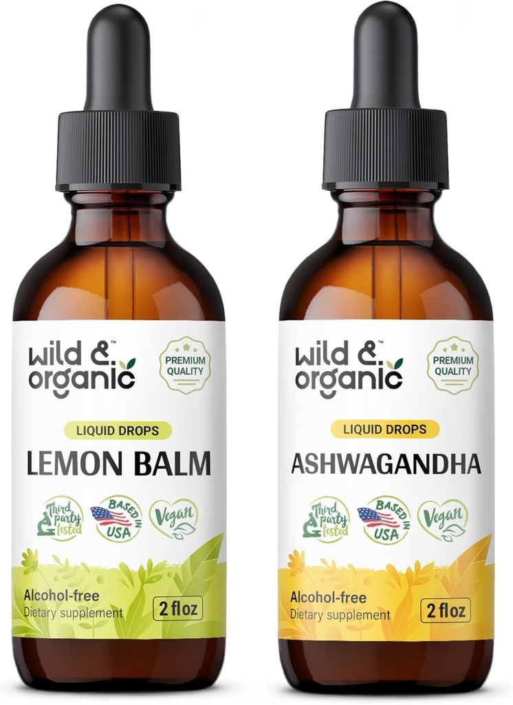 Wild & Organic Zitronenschale Tinktur 2 fl oz & Ashwagandha Tinktur 2 fl oz