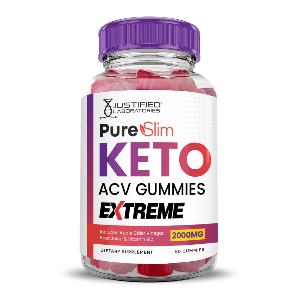 Justified Laboratories Pure Slim Keto ACV Gummies Extreme 2000MG PureSlim Keto Gummies Advanced Formula Apple Cider Essig mit Granatapfelsaft Pulver B12 Vegan Non GMO 60 Gummys