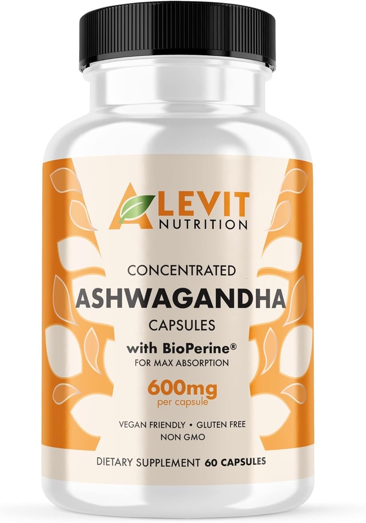 Organic Ashwagandha 600mg - 60 Count (2-Monats-Versorgung) - Vegan - BioPerine für verbesserte Absorption - Stress, Mood & Wellbeing-Unterstützung