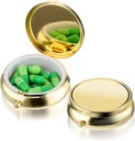Pille Box Süße kleine Pille Box für Geldbeutel &amp; Taschenmedizin Organizer Reise Pille Wasserdichte Pille Fall Metall Pille Container Halter für Vitamine, Fischöl, Ergänzungen(Gold)