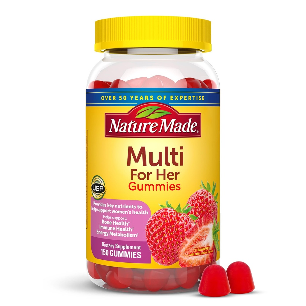 Natur Made Multivitamin für Frauen, Frauen Gummy Multivitamine für tägliche Ernährungsunterstützung, 150 Multi Vitamin Gummis, 75 Tage Versorgung