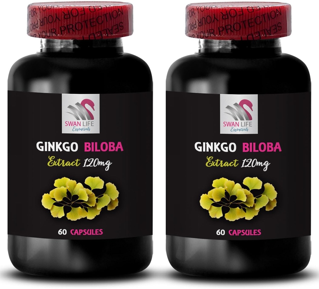 Ginkgo biloba antioxidative Vorteile - Ginkgo BILOBA Extrakt - Natürliche Extrakt-Unterstützung, Ginkgo biloba antioxidative Eigenschaften, pflanzliche Antioxidans-Unterstützung, Ginkgo biloba Extrakt Kapseln 2 Flasche 120Caps