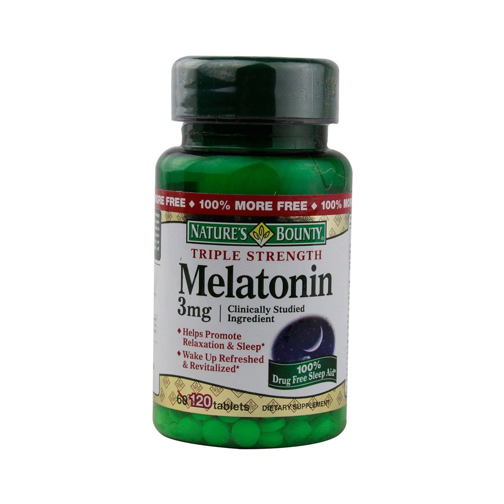 Mélatonine de Bounty de la nature 3 mg Comprimés 120 Comprimés (emballages de 4)