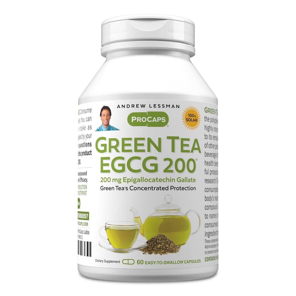 ANDREW LESSMAN Grüner Tee EGCG 200mg - 60 Kapseln - 200 mg EGCG, Leistungsstarke Antioxidante Unterstützung für gesunde Leberfunktion, Immun-, Gehirn-, Herz- und Kreislaufsysteme. Keine Zusatzstoffe