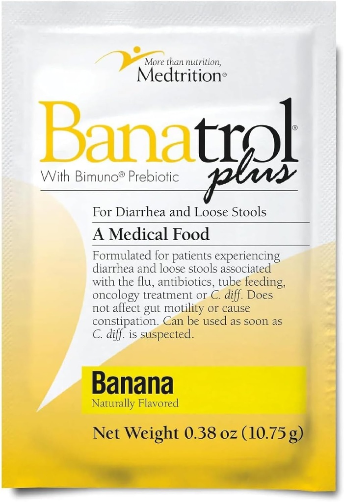 Banatrol Anti-diarrhée naturelle avec prébiotiques, soulagement de la SBI, diarrhée récurrente, aliments médicaux cliniquement soutenus, non constipant (Banane)