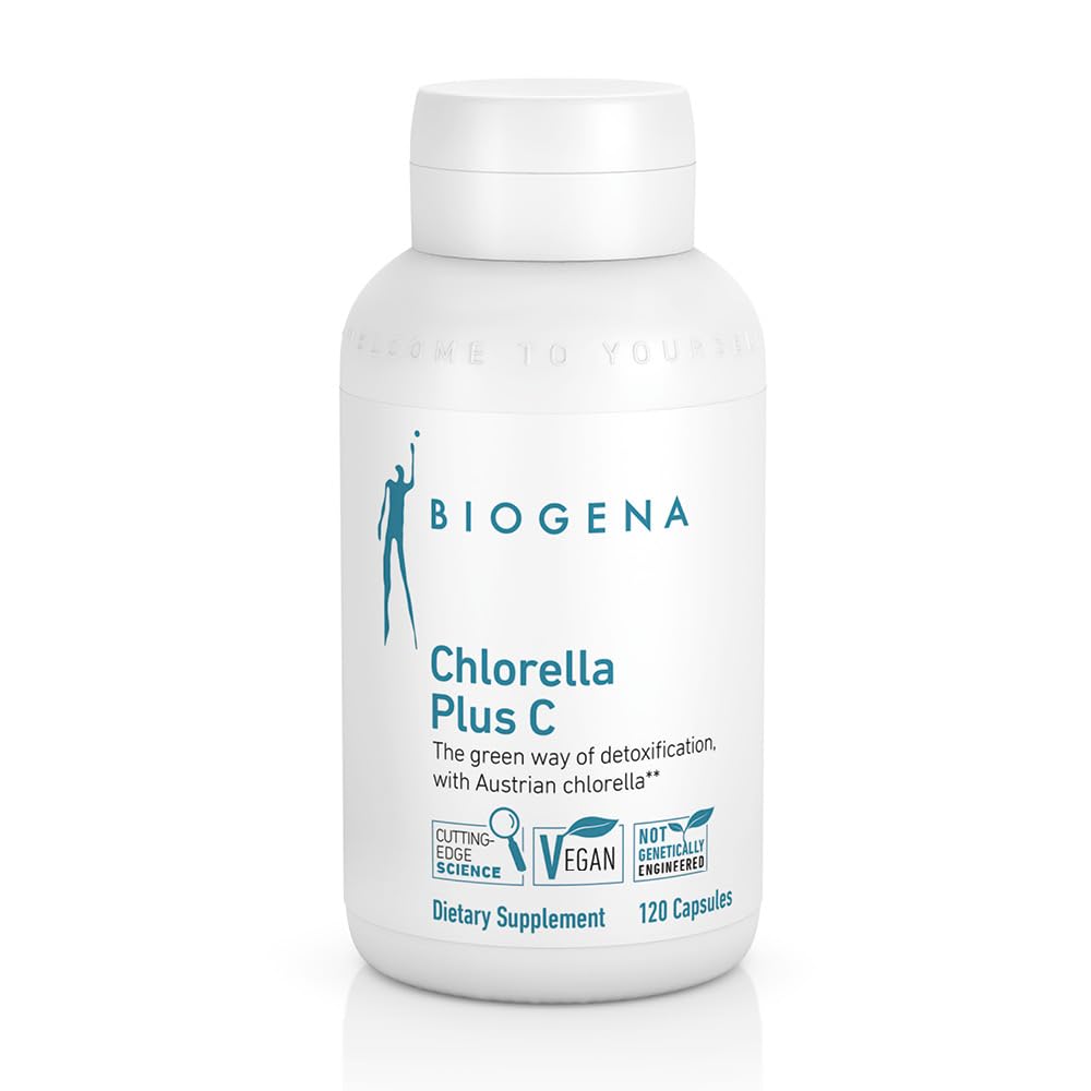 BIOGENA WISSEN SCHAFFT GESUNDHEIT Chlorella Plus C – Green Alga Supporting Detox** – Kapseln mit 900 mg Bio Chlorella Vulgaris Powder - Non-GMO Supplement
