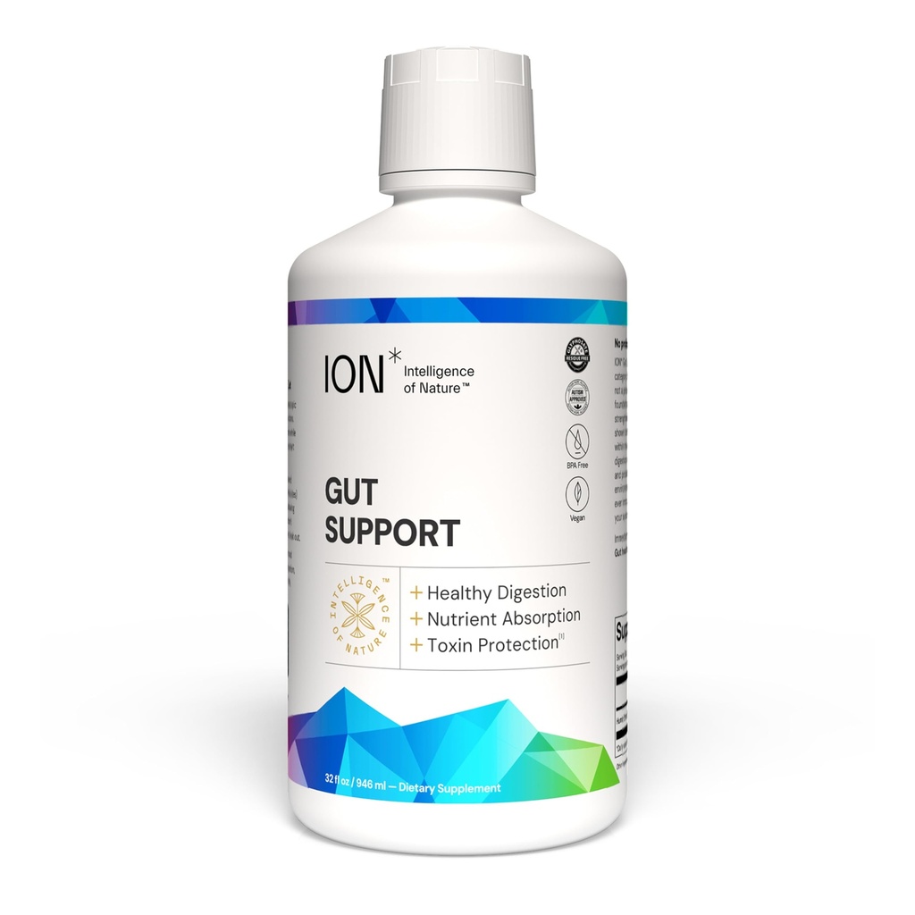 ION* Intelligence of Nature Gut Support Liquid Supplement - Gut & Digestive Health Liquid Drops, Cleanse & Detox mit Humic Extract für Damen und Herren, Erwachsene & Kinder 4+ - 32 fl oz (Pack von 1)