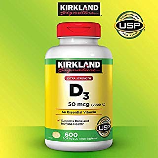 Kirkland Signature s'attend à plus de force supplémentaire D3 50 mcg, 600 Softgels