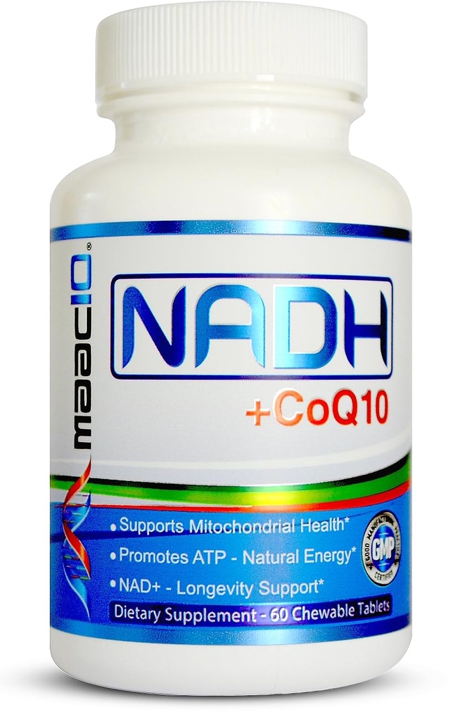 MAAC10 NADH + CoQ10 Supplément de la NADH + 100mg pour la fatigue, l'énergie et la concentration mentale (60 comprimés 2 par portion)