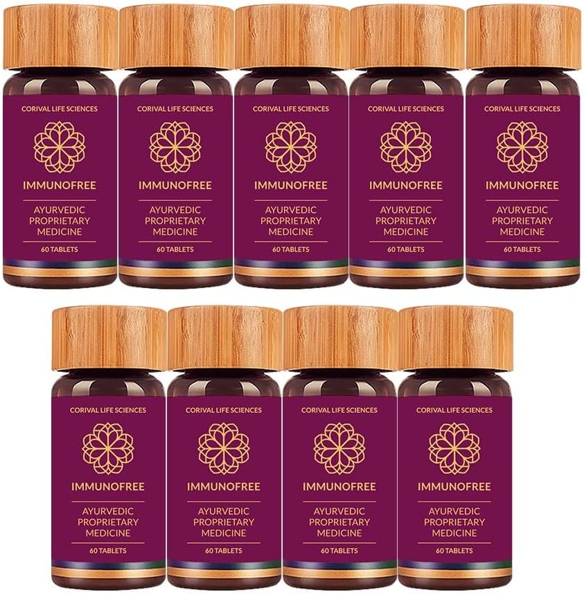Biogetica Immunfreie Kräuterergänzung für Immununterstützung - Natürliche potente Mischung aus Tulsi, Kalmegh, Yashtimadhu & Giloy für Immune Boost - 100% Vegan - 60 Tabletten- Pack von 9