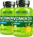NATURELO Vitamin D - 2500 IU - Pflanze aus Lichen - Natürliche D3 Ergänzung für Immunsystem, Knochenunterstützung, Gelenkgesundheit - Vegan - Non-GMO - Glutenfrei - 180 Kapseln (Pack von 2)