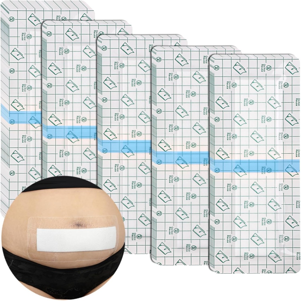 C-Sektion wasserdicht Bauch Inzision Bandagen Post Hysterektomie Tummy Tuck Dusche Schutz Narbe Abdeckung mit schützenden Pad Patches Island Dressing Tapes Große Wound Pflege Supplies 4x10 Pack von 25