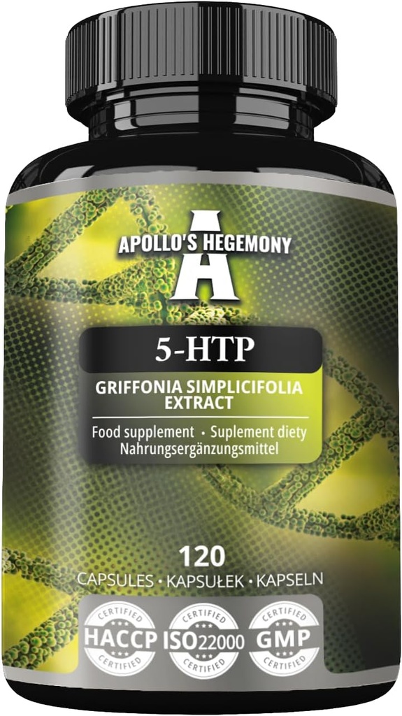 5-HTP 150 mg pro Kapsel - 120 Vegan Kapseln - 4 Monate Versorgung - Griffonia simplicifolia Seed Extract - Enhances Mood und Well-Being - Nahrungsergänzung von Apollos Hegemonie