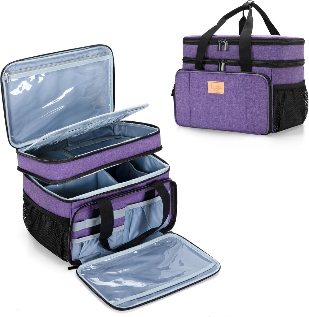 LUXJA 2 Layers Medizintasche mit abnehmbarem Taucher, Pill Bottle Organizer Geeignet für Zuhause oder Reisen, Lila