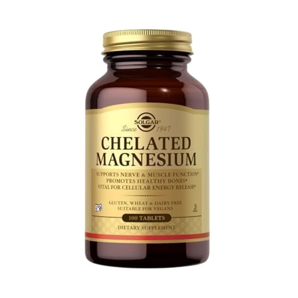 Solgar Chelat Magnesium - 100 Tabletten - Unterstützt Nerve & Muskelfunktion - Non-GMO, Vegan, Glutenfrei, Dairy Free, Kosher - 25 Portionen