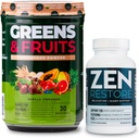 Nutrologie Greens & Fruits Poudre-Naturally Source Superfood, Vanilla Cinnamon (30 portions) Supplément de magnésium naturel Zen (30 portions)