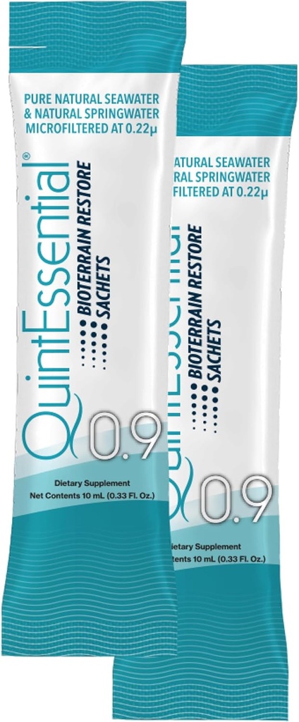Quicksilver Scientific Quintessential 0.9 Sachets - Isotonische Lösung mit Meerwassermineralien + Alpine Spring Water - Flüssige Hydration, Elektrolyt + Multi Minerals Supplement (30 Zähler)