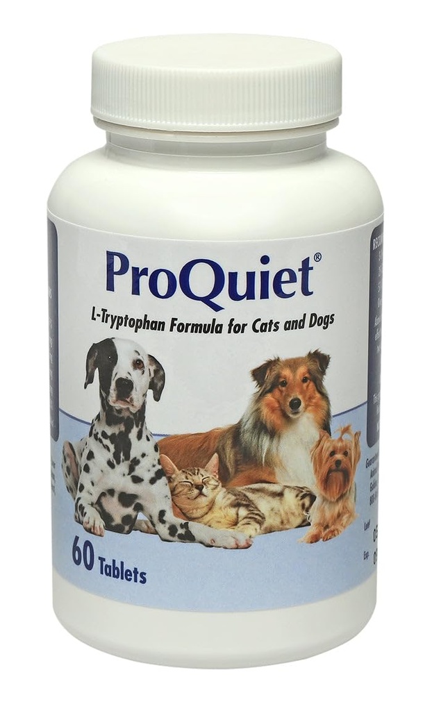 Tiergesundheitsoptionen ProQuiet L-Trytophan Formel für Katzen & Hunde, Hochglanz, Unterstützt ein gesundes Verdauungs- & Nervensystem, Leber Geschmack, 60 Tabletten