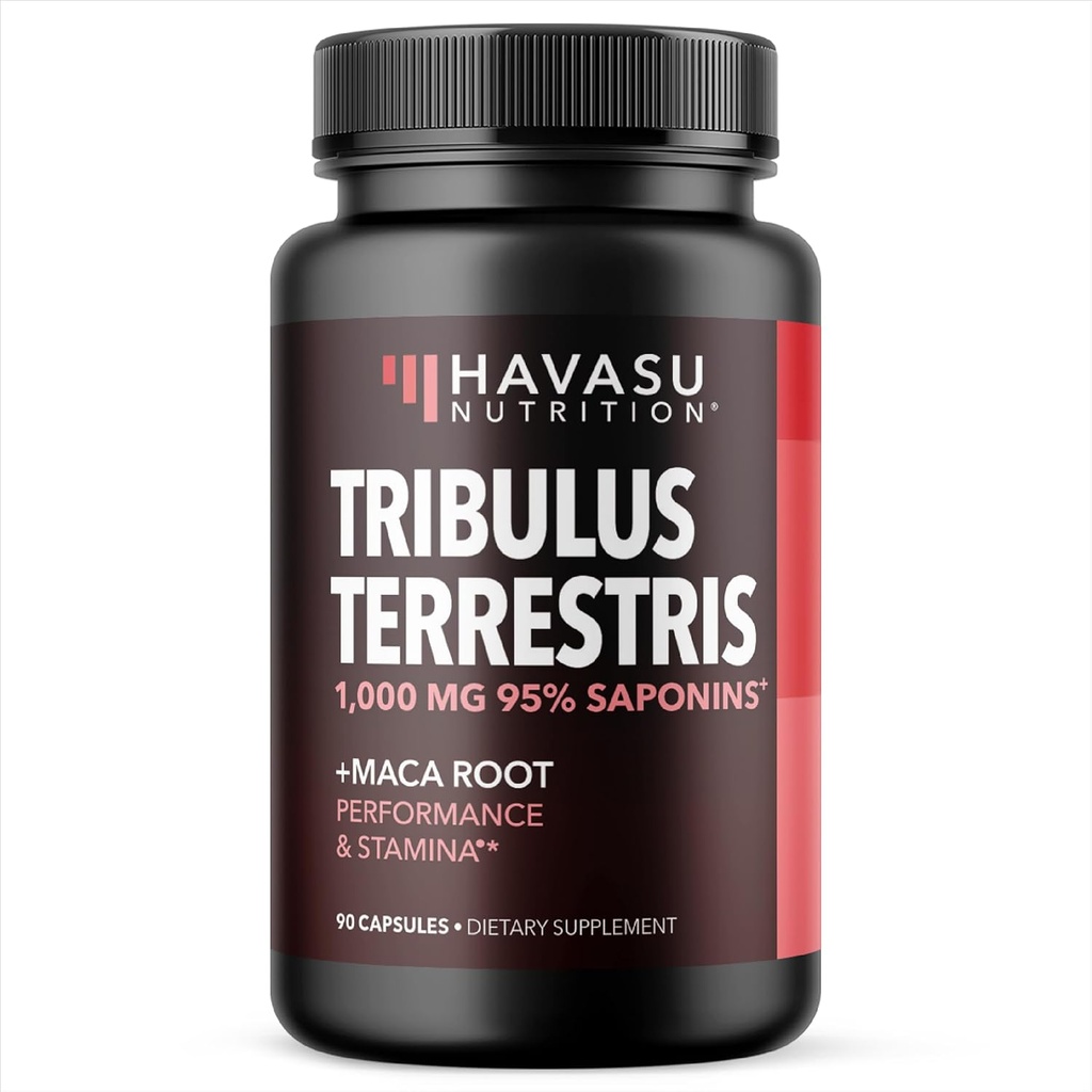 Tribulus Terrestris für Herren 1000mg (95% Saponins) mit Maca Root Powder 500mg - Male Performance Support Supplement - 90 Count - Energie, Vitalität, Ausdauer - Non-GMO Kapseln - 45 Tage Versorgung
