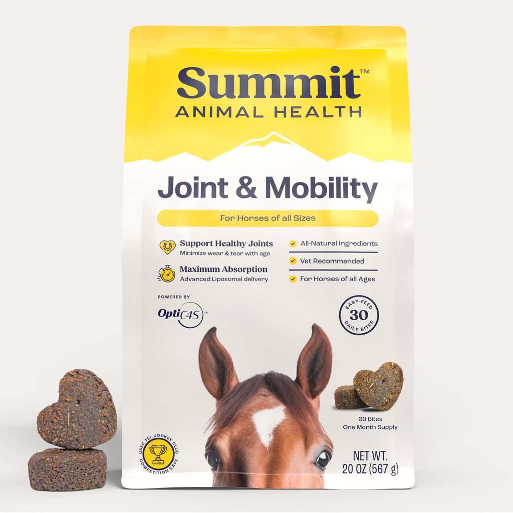 Summit Equine Joint & Mobility Bites Quotidien Supplément pour Chevaux, Livraison Liposomique, Absorption Max, Vet Recommandé, Ingrédients All-Natural, 100% sans médicament, articulations saines - 30 bits
