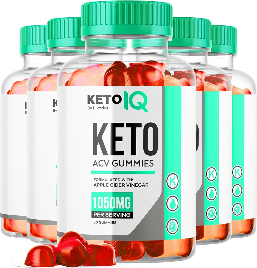 (5 Pack) Keto IQ - Offizielle Keto IQ ACV Gummies Premium Alle natürlichen 1050mg, KetoIQ Apple Cider Essig Advanced Formula, Keto IQ Bewertungen, KetoIQ Gummys ACV Support, 300 Gummies für 5 Monate