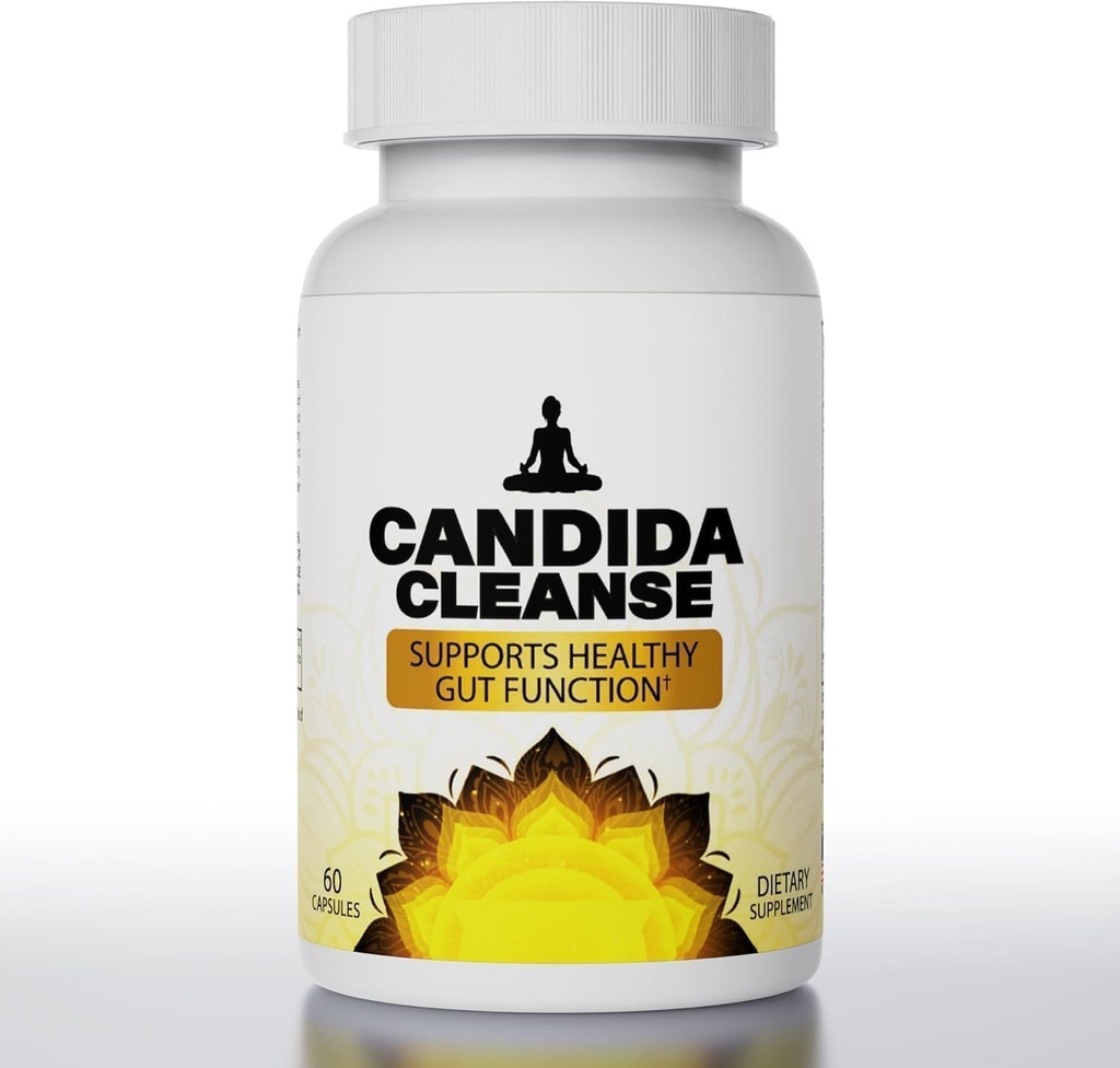Candida Cleanse Detox for Women & Men Advanced Probiotic & Herbal Formula - 60 pcs Natural Gentle Gut & Digestive Support
