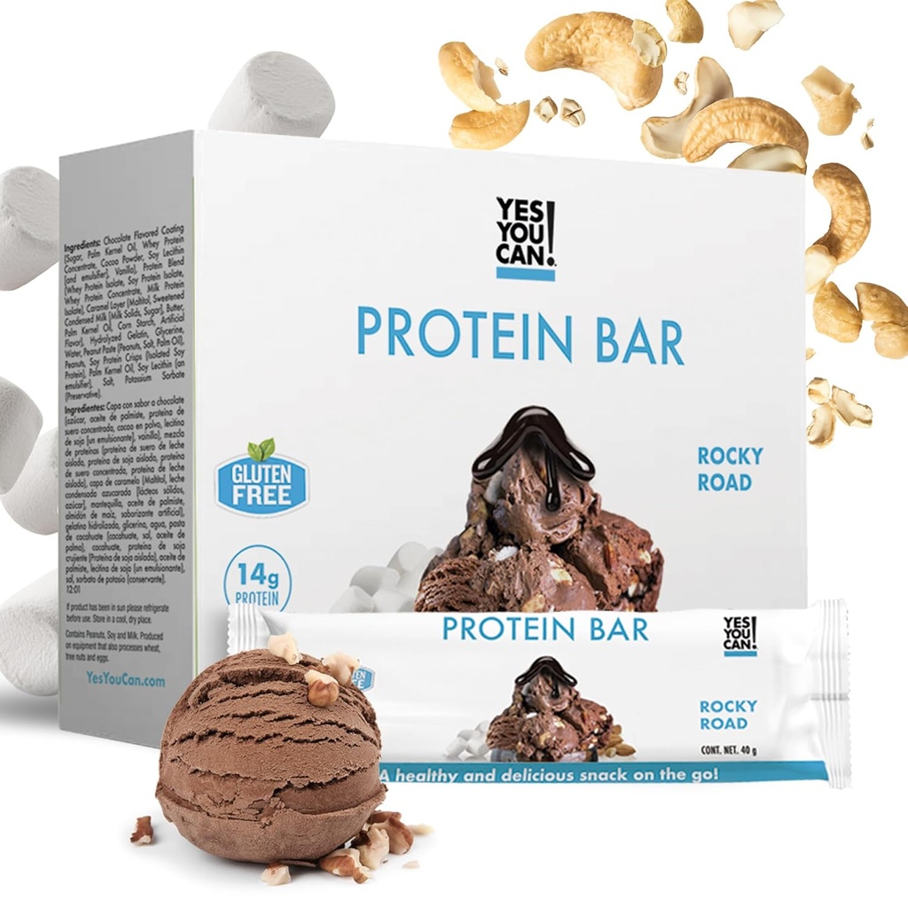 Ja, das kannst du! High Protein Bites - Box of 7-1 Pack: High Protein Snacks für die ganze Familie, Protein-Rich Snack, Savory und Flavorful Protein Snack, Gesunde und Crunchy Snack On the Go (Rocky Road)