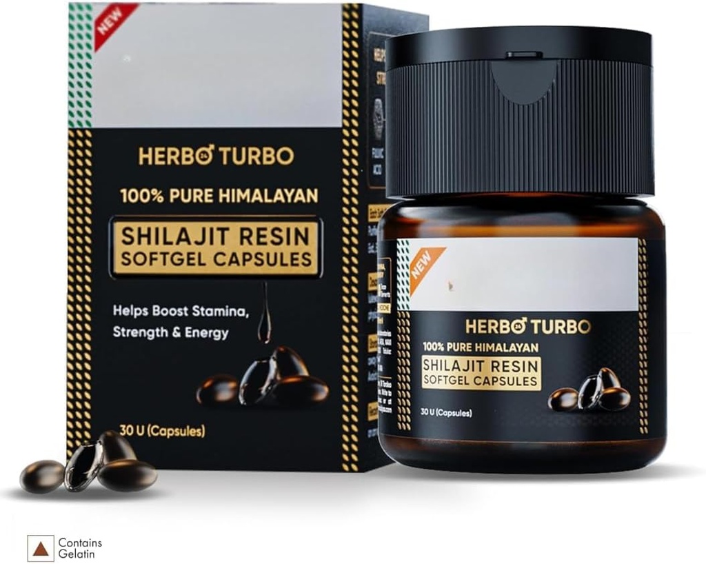 Capsules Shilajit Softgels, pour stimuler l'énergie, l'endurance et l'endurance, 30 Softge Energy et promouvoir la récupération musculaire, Capsules