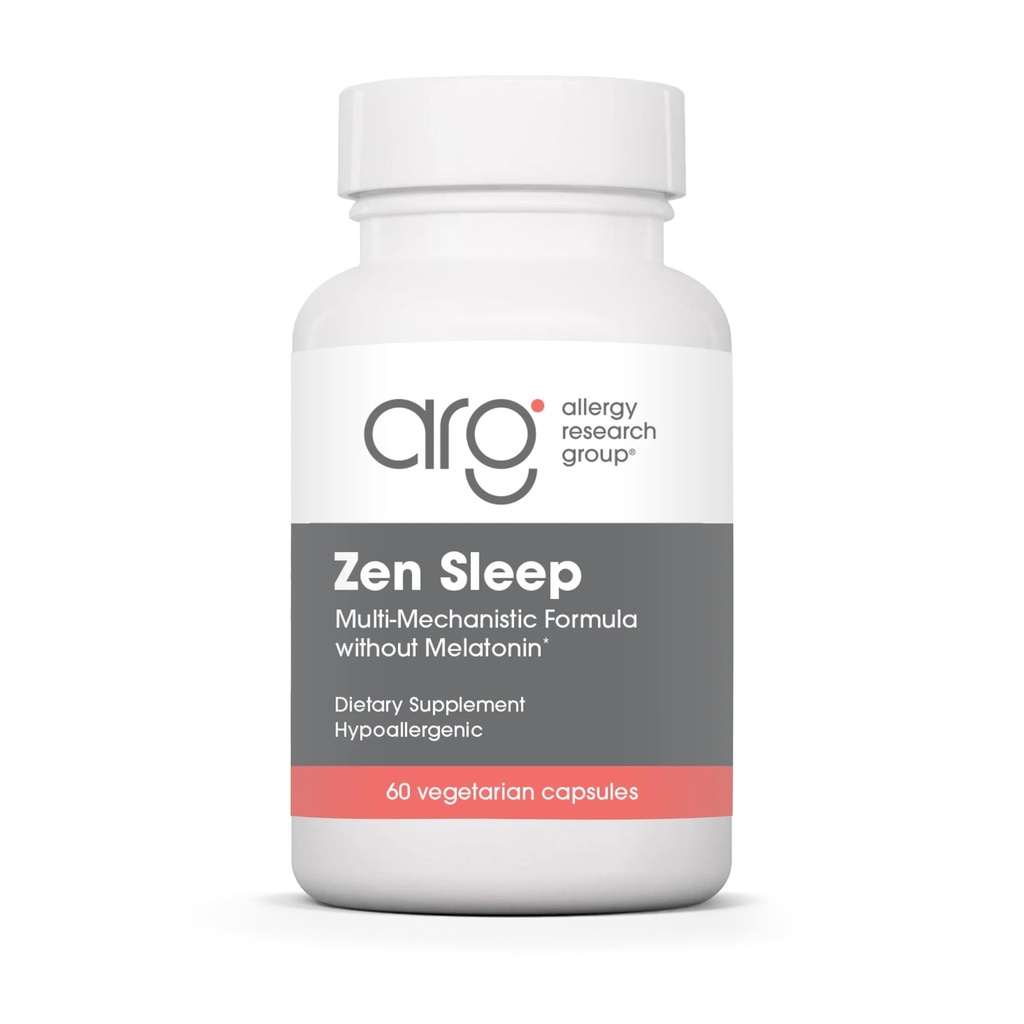 Groupe de recherche sur l'allergie Zen Sleep - supplément de sommeil GABA L-Theanine pour adultes avec P5P, 5-HTP et vitamine B6, aide naturelle pour un REM calme et reposant - 60 capsules végétariennes