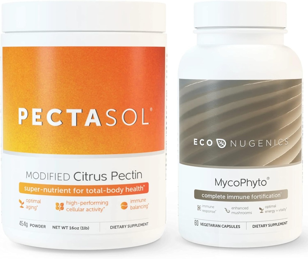 EcoNugenics Ultimate Immunsystem Support Pack - PectaSol-C Modified Citrus Pectin- 454 Grams & MycoPhyto Medicinal Mushroom Health- 60 Kapseln