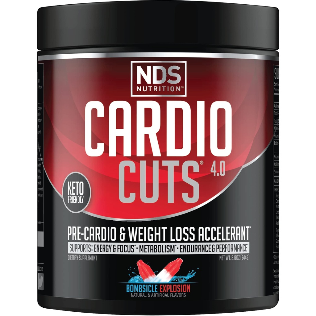 Cardio Cuts NDS Nutrition 4.0 Pre Workout Supplement - Advanced Weight Loss and Pre Cardio Formula with L-Carnitine, CLA, MCTs, L-Glutamine, and Safflower Oil - Bombsicle (40 Servings)