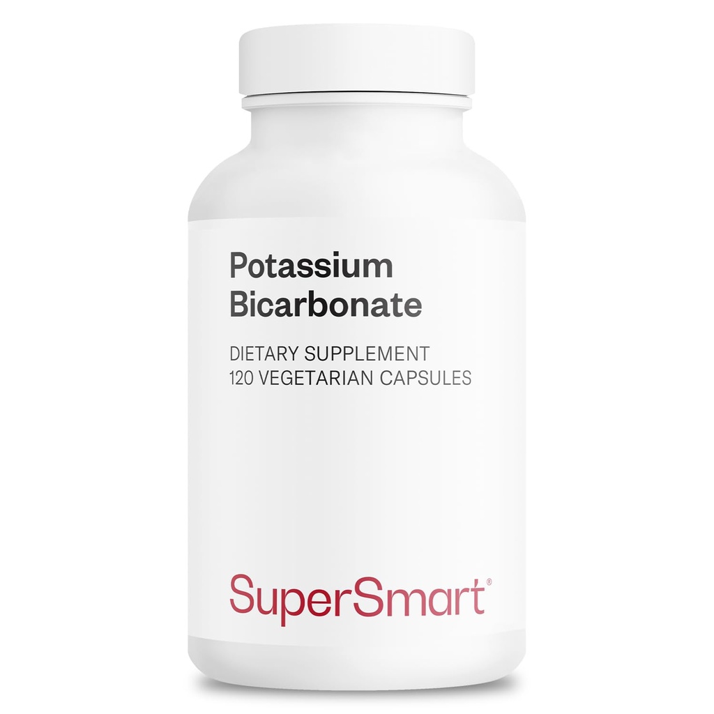 Supersmart - Kaliumbicarbonat 5400mg pro Tag (High Dose) - Elektrolytmineral - Säure-Base Balance pH - Herz, Muskel & Nerve Gesundheit | Non-GMO & Gluten Free - 120 Vegetarische Kapseln