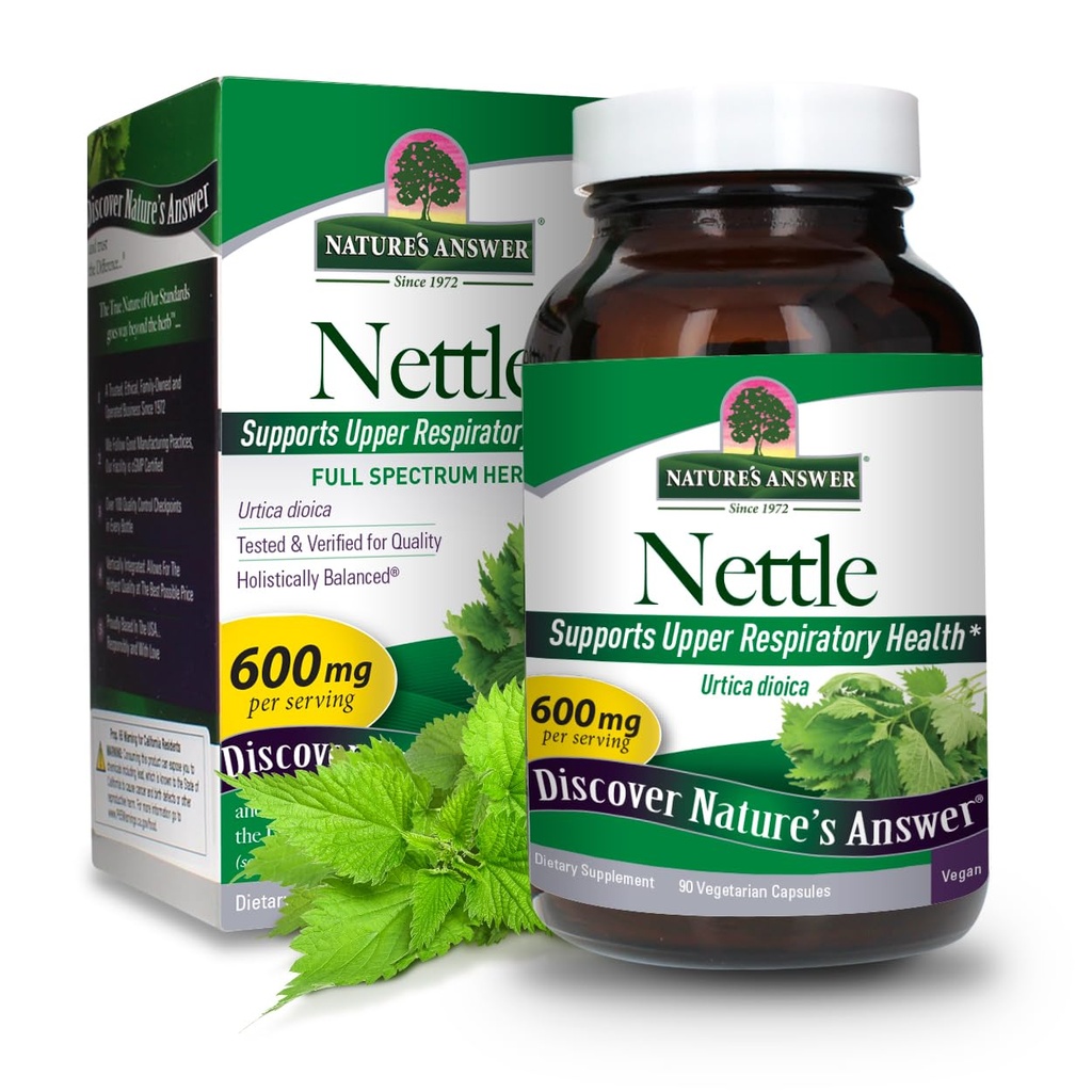 Nature's Answer Nettle Leaf Vegan Capsules 90 Count | Prostate Support | Natürliche Energie | Immununterstützung | Tägliche Ergänzung