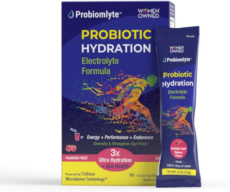 Probiomlyte- Probiotic Hydration Amplifier (Passionsfrucht) mit patentierter TriBiom Microbiome Technologie für Endurance, Performance, Energie und Gut Health