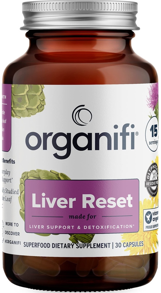 Organifi - Liver Reset - Liver Detox - Verdauungs- und Immununterstützung - Fördert Cellular Energy Production, 30 Kapseln