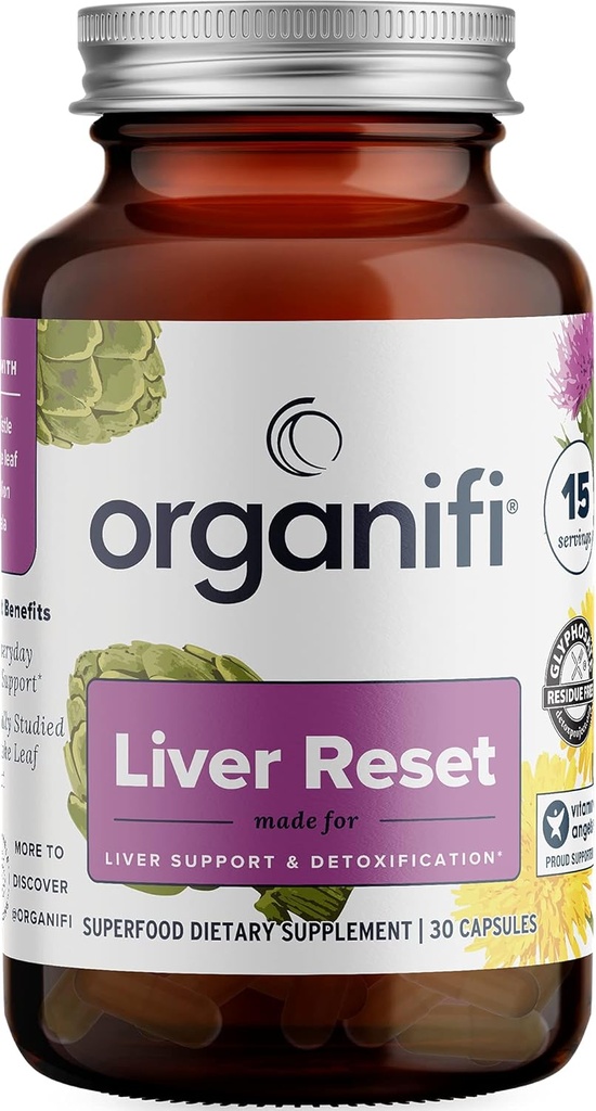Organifi - Liver Reset - Liver Detox - Verdauungs- und Immununterstützung - Fördert Cellular Energy Production, 30 Kapseln