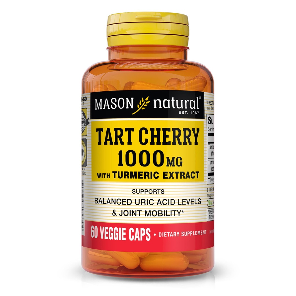 MASON NATURAL 1000mg Extrait de cerise à tart avec curcuma normalisé, Capsules d'approvisionnement de 60 jours pour le soutien joint