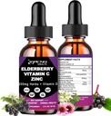 Bio Elderberry Syrup, flüssige Tropfen Elderberry Vitamin C und Zink für Erwachsene, 11-in-1 Sambucus Black Elderberry Tincture w/ Vitamin D3, Sea Moss Black Seed, Elderberry Immun Support Supplement