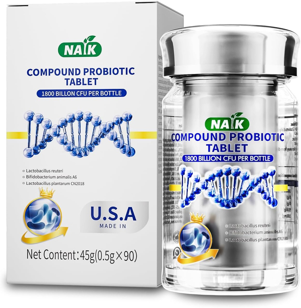 NAIK Probiotics 1800 Billion CFU - 10 Strains + Bio-Präbiotika - Immun-, Verdauungs- & Gut-Gesundheit - Unterstützt okziale Verstopfung, Durchfall, Gas & Bloating - für Frauen & Männer - 45ct
