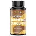 Liposomal Turmeric Curcumin Supplement 2200 mg mit schwarzem Pfeffer Extrakt 15 mg für hohe Absorption und Gelenkfunktion, 60 Softgel für Erwachsene