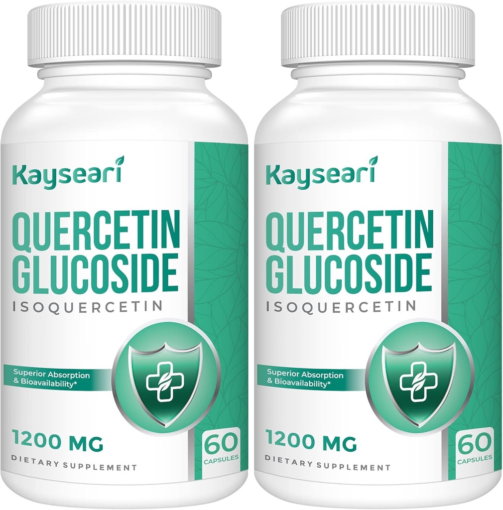 Quercetin Glucoside 1200mg Ergänzungen - Isoquercetin mit 6X Bioverfügbarkeit,120 Veggie Kapseln,Contain Black Pepper & Rutin für maximale Absorption