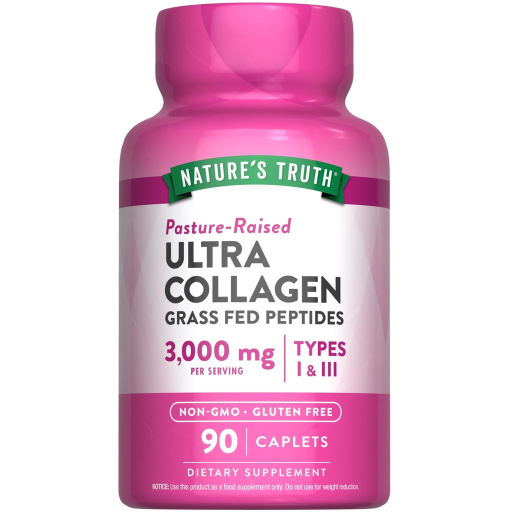 Nature's Truth Collagen Peptide | 90 Caplets | Typ 1 und 3 mit Vitamin C | Grass Fed, Non-GMO & Gluten Kostenlose Ergänzung