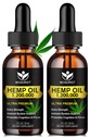 (2 packs) Huile de chanvre biologique - 100% extrait d'huile de chanvre naturel, Calme, Sommeil, Relaxation, Support immunitaire, Riche en oméga 3, 6, 9 acides gras, végétalien - 30mL