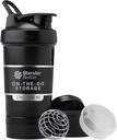 Bouteille de mélangeur de beurre avec organisateur de pilule et de stockage pour poudre de protéines, Classic V2 ProStak System, 22-Ounce, Minuit noir