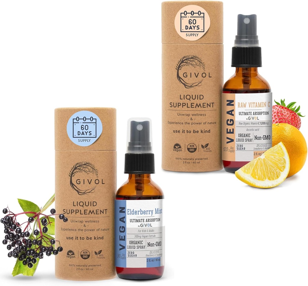 Bio Elderberry Mist-Sambucus Nigra (Extra Strength) und Vitamin C Extra Strength Spray Mist: Daily Absorption Liquid Extract - Non-GMO - Immune Boost optimiert Wellness Vorteile