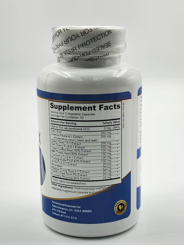Uric Acid Pro - Natürliche Ergänzung mit Cranberry, Celery, Tart Cherry, Teufelskralle, und Green Coffee Bean Extract - 60 Gemüse Kapseln