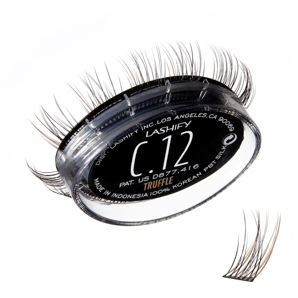 Lashify Curl 12mm Gossamer Wimpern Extensions Refill, Trüffelfarbe, DIY False Lashes für einen natürlichen Look